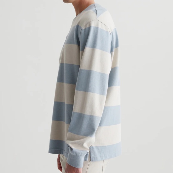 AG Jeans Long Sleeve White and Blue Striped Shirt in XL - Picture 2 of 9